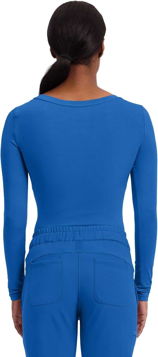 image:imageHealing Hands Underscrub Long Sleeve Women Knits Scrub Tops Soft Cotton Blend Knit Breathable Stretch Comfort Machine Wash Easy Care Fabric Ideal For Layering Under ScrubsRoyal