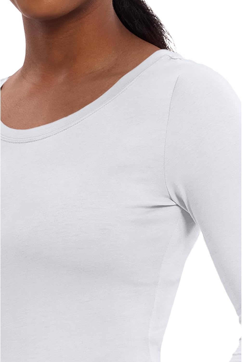 image:imageHealing Hands Underscrub Long Sleeve Women Knits Scrub Tops Soft Cotton Blend Knit Breathable Stretch Comfort Machine Wash Easy Care Fabric Ideal For Layering Under ScrubsWhite