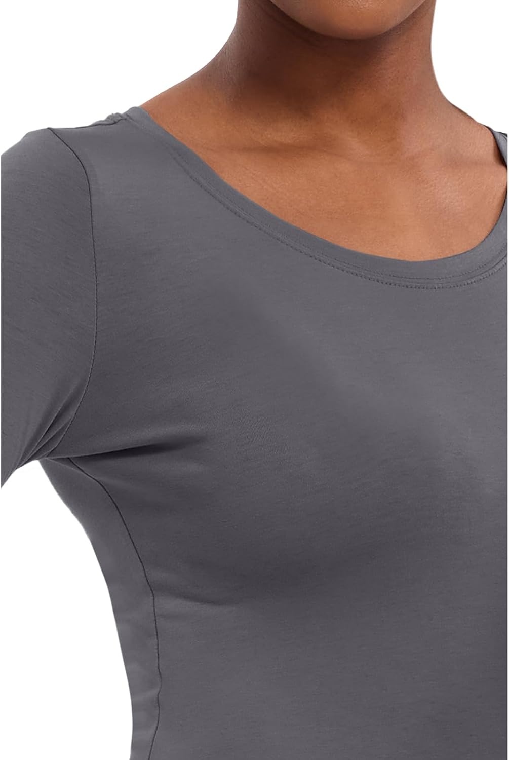 image:imageHealing Hands Underscrub Long Sleeve Women Knits Scrub Tops Soft Cotton Blend Knit Breathable Stretch Comfort Machine Wash Easy Care Fabric Ideal For Layering Under ScrubsPewter