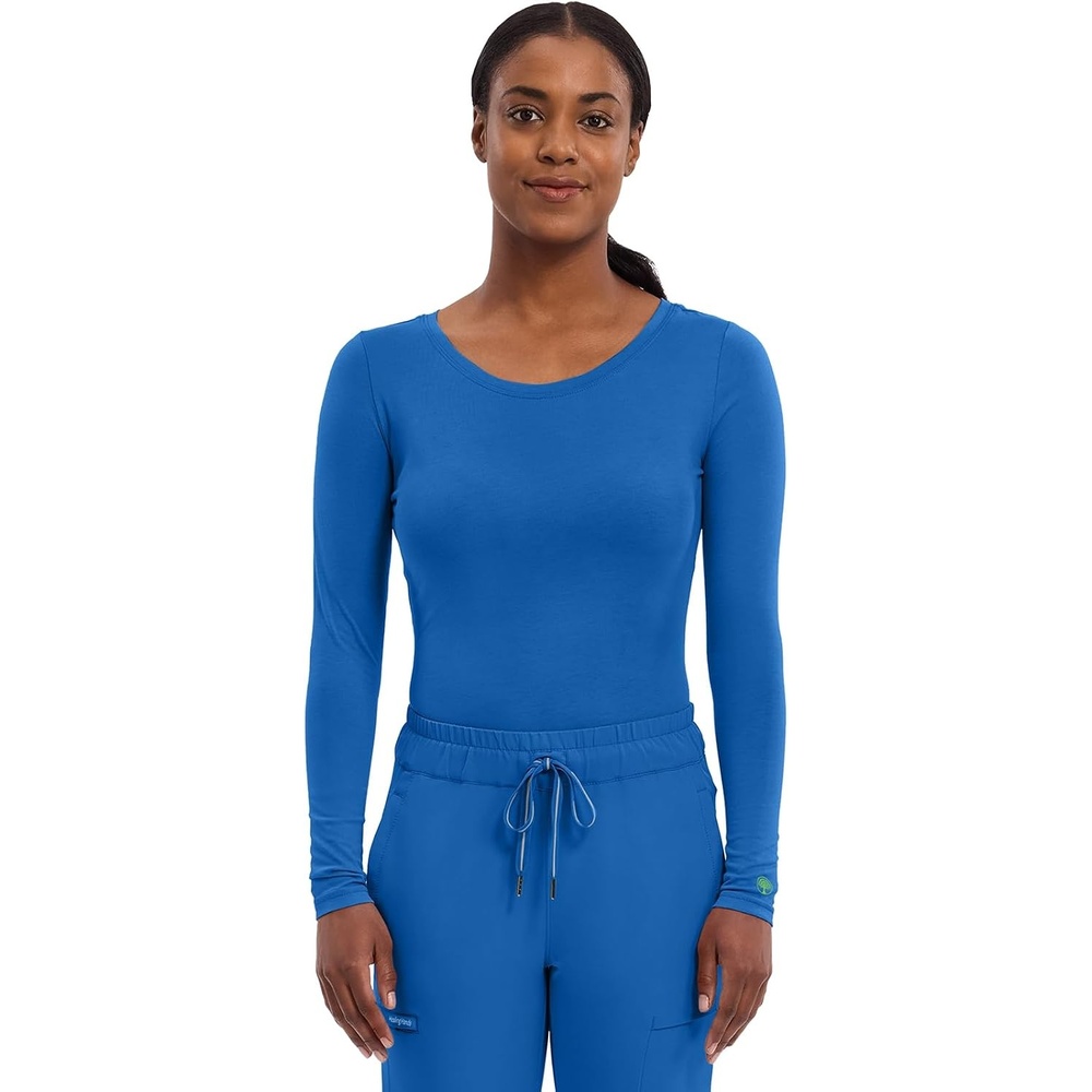 image:imageHealing Hands Underscrub Long Sleeve Women Knits Scrub Tops Soft Cotton Blend Knit Breathable Stretch Comfort Machine Wash Easy Care Fabric Ideal For Layering Under ScrubsRoyal