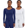 Healing Hands Underscrub Long Sleeve Women Knits Scrub Tops | Soft Cotton Blend Knit, Breathable Stretch Comfort, Machine Wash, Easy Care Fabric, Ideal For Layering Under Scrubs(Navy / White – 2 Pack)
