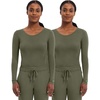 Healing Hands Underscrub Long Sleeve Women Knits Scrub Tops | Soft Cotton Blend Knit, Breathable Stretch Comfort, Machine Wash, Easy Care Fabric, Ideal For Layering Under Scrubs(Olive – 2 Pack)