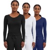 Healing Hands Underscrub Long Sleeve Women Knits Scrub Tops | Soft Cotton Blend Knit, Breathable Stretch Comfort, Machine Wash, Easy Care Fabric, Ideal For Layering Under Scrubs(Black / White / Navy – 3 Pack)