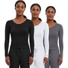 Healing Hands Underscrub Long Sleeve Women Knits Scrub Tops | Soft Cotton Blend Knit, Breathable Stretch Comfort, Machine Wash, Easy Care Fabric, Ideal For Layering Under Scrubs(Black / White / Pewter – 3 Pack)