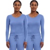 Healing Hands Underscrub Long Sleeve Women Knits Scrub Tops | Soft Cotton Blend Knit, Breathable Stretch Comfort, Machine Wash, Easy Care Fabric, Ideal For Layering Under Scrubs(Ceil – 2 Pack)