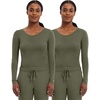 Healing Hands Underscrub Long Sleeve Women Knits Scrub Tops | Soft Cotton Blend Knit, Breathable Stretch Comfort, Machine Wash, Easy Care Fabric, Ideal For Layering Under Scrubs(Green)
