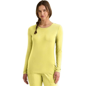 Healing Hands Underscrub Long Sleeve Women Knits Scrub Tops | Soft Cotton Blend Knit, Breathable Stretch Comfort, Machine Wash, Easy Care Fabric, Ideal For Layering Under Scrubs(Canary)