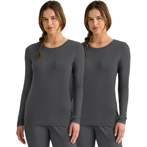 Healing Hands Underscrub Long Sleeve Women Knits Scrub Tops | Soft Cotton Blend Knit, Breathable Stretch Comfort, Machine Wash, Easy Care Fabric, Ideal For Layering Under Scrubs(Charcoal – 2 Pack)