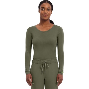 Healing Hands Underscrub Long Sleeve Women Knits Scrub Tops | Soft Cotton Blend Knit, Breathable Stretch Comfort, Machine Wash, Easy Care Fabric, Ideal For Layering Under Scrubs(Olive)