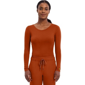 Healing Hands Underscrub Long Sleeve Women Knits Scrub Tops | Soft Cotton Blend Knit, Breathable Stretch Comfort, Machine Wash, Easy Care Fabric, Ideal For Layering Under Scrubs(Warm Sunrise)