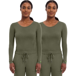 Healing Hands Underscrub Long Sleeve Women Knits Scrub Tops | Soft Cotton Blend Knit, Breathable Stretch Comfort, Machine Wash, Easy Care Fabric, Ideal For Layering Under Scrubs(Green)