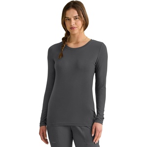 Healing Hands Underscrub Long Sleeve Women Knits Scrub Tops | Soft Cotton Blend Knit, Breathable Stretch Comfort, Machine Wash, Easy Care Fabric, Ideal For Layering Under Scrubs(Charcoal)