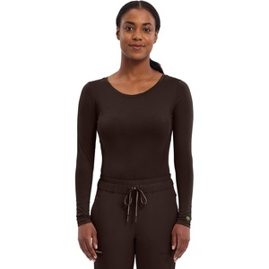Healing Hands Underscrub Long Sleeve Women Knits Scrub Tops | Soft Cotton Blend Knit, Breathable Stretch Comfort, Machine Wash, Easy Care Fabric, Ideal For Layering Under Scrubs(Dark Chocolate)