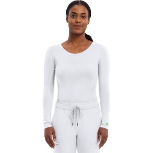 Healing Hands Underscrub Long Sleeve Women Knits Scrub Tops | Soft Cotton Blend Knit, Breathable Stretch Comfort, Machine Wash, Easy Care Fabric, Ideal For Layering Under Scrubs(White)