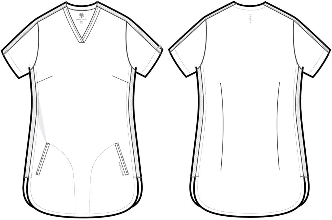 image:imageHealing Hands Skyler Scrubs for Women V Neck Top Slim Fit 2 PocketsPewter